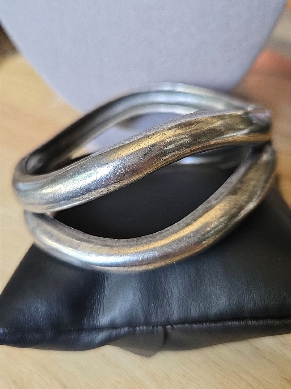 Chico's Chunky 925 Plated Metal Bangle Hinged Bracelet